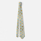 Retro Gold, bruine en Blauwgroen Stippen Mannen Stropdas (Achterkant)