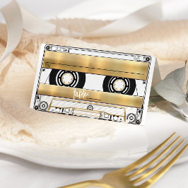 Retro Gold Cassette Tape Wedding Folded Place Card Plaatskaartje