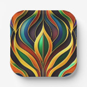 Retro Gold Colorful Art Deco Illustratie Papieren Bordje (Voorkant)