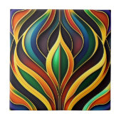 Retro Gold Colorful Art Deco Illustratie Tegeltje (Voorkant)