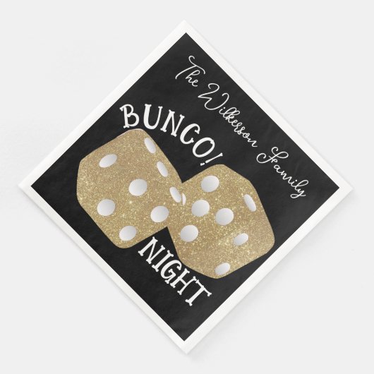 Retro Gold Dice Bunco Night op zwart Servet (Hoek)