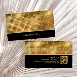Retro Gold Disco Ball Mirror QR-code Visitekaartje