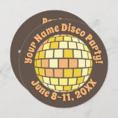 Retro Gold Disco Ball PERSONALIZED Kaart (Voorkant / Achterkant)