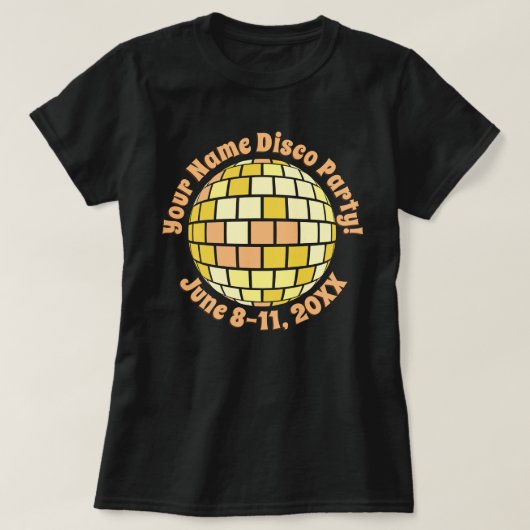 Retro Gold Disco Ball PERSONALIZED T-Shirt (Design voorkant)