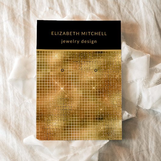Retro Gold Disco Glam | Oorbel Display Kaart Visitekaartje