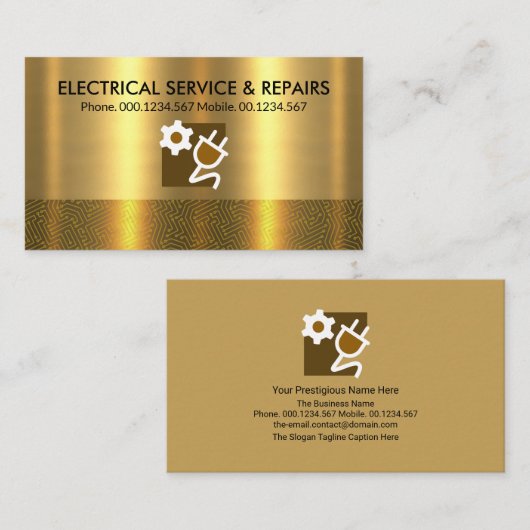 Retro Gold Electronic Circuit Layers Electrice Visitekaartje (Voorkant / Achterkant)