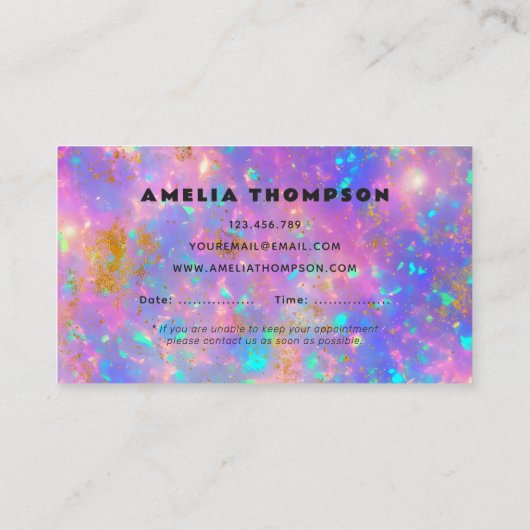 Retro Gold Fire Opal Stone Afspraakkaart Visitekaartje (Achterkant)