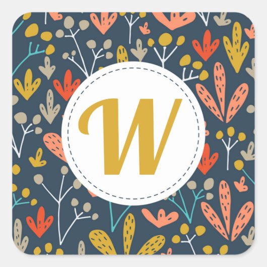 Retro Gold Floral Monogram Envelope zegels (Voorkant)