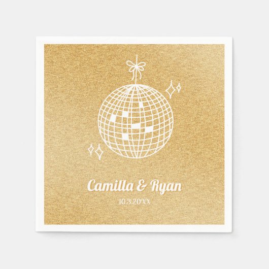 Retro Gold Glitter Disco Bruiloft Decor Servetten (Voorkant)
