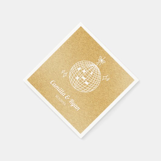Retro Gold Glitter Disco Bruiloft Decor Servetten (Hoek)