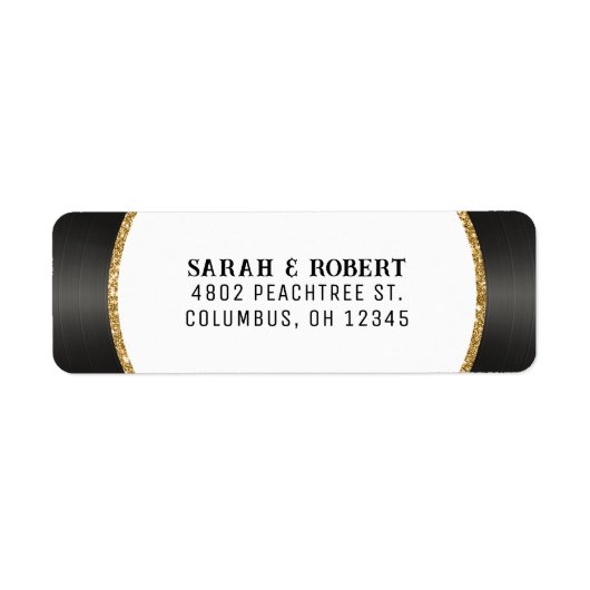 Retro Gold Glitter Vinyl Record Bruiloft Etiket (Voorkant)
