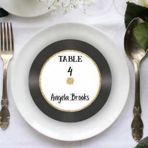 Retro Gold Glitter Vinyl Record Bruiloft Plaats Ka Ronde Kartonnen Onderzetter