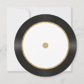 Retro Gold Glitter Vinyl Record Bruiloft Save The Date (Achterkant)
