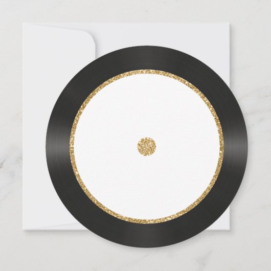 Retro Gold Glitter Vinyl Record Bruiloft Save The Date (Achterkant)