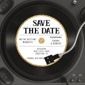 Retro Gold Glitter Vinyl Record Bruiloft Save The Date