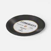 Retro Gold Glitter Vinyl Record Congrats Bruiloft Papieren Bordje (Gekanteld)
