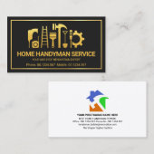 Retro Gold Handyman Tools Motif, ODD Jobs Visitekaartje (Voorkant / Achterkant)