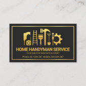 Retro Gold Handyman Tools Motif, ODD Jobs Visitekaartje (Voorkant)