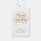 Retro Gold Happy Holiday Script Gift Label Cadeaulabel (Voorkant)