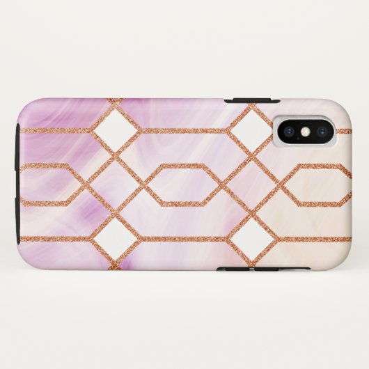 Retro Gold Iron Geometric Roze Marmer Case-Mate iPhone Case (Achterkant (horizontaal))