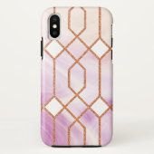 Retro Gold Iron Geometric Roze Marmer Case-Mate iPhone Case (Achterkant)