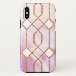 Retro Gold Iron Geometric Roze Marmer Case-Mate iPhone Case