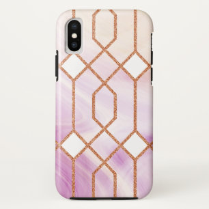 Retro Gold Iron Geometric Roze Marmer Case-Mate iPhone Case
