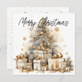 Retro Gold Kerstboom Vakantie Kaart (Voorkant / Achterkant)