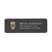 Retro Gold Microphone Return Address Label (Voorkant)