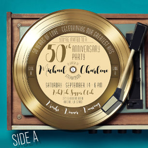 Retro Gold Record Foto 50ste Jubileum Party Kaart