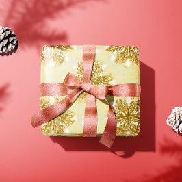 Retro Gold Snowflakes Holiday Wrapping Paper Cadeaupapier