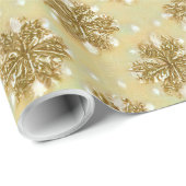Retro Gold Snowflakes Holiday Wrapping Paper Cadeaupapier (Rol Hoek)