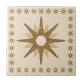 Retro Gold Starburst-ontwerp Tegeltje (Voorkant)