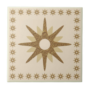 Retro Gold Starburst-ontwerp Tegeltje