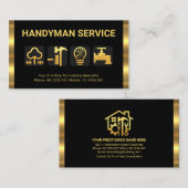 Retro Gold Stripes Handyman Tool Pictogrammen Visitekaartje (Voorkant / Achterkant)