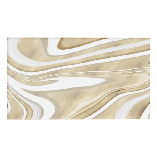 Retro Gold Swirl Liquid Painting Aesthetic Design Naambadge (Voorkant)