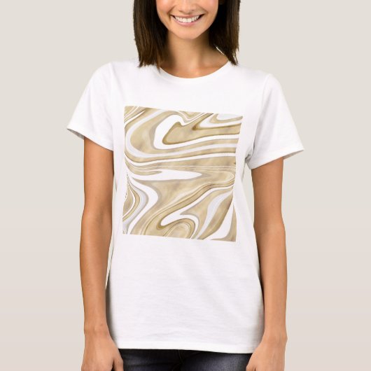 Retro Gold Swirl Liquid Painting Aesthetic Design T-shirt (Voorkant)