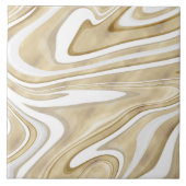 Retro Gold Swirl Liquid Painting Aesthetic Design Tegeltje (Voorkant)