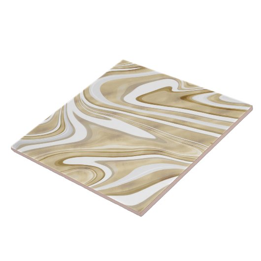 Retro Gold Swirl Liquid Painting Aesthetic Design Tegeltje (Zijkant)