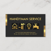 Retro Gold Tabs Handyman Tool Pictogrammen Visitekaartje (Voorkant)