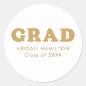 Retro Gold Typografie Afstuderen Ronde Sticker (Voorkant)