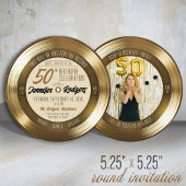 Retro Gold Vinyl Record Foto 50ste Verjaardagsfees Kaart