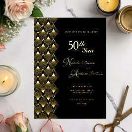 Retro Golden 50th Anniversary  Folie Uitnodiging