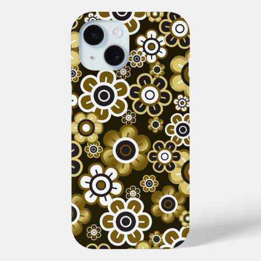 Retro Golden Blooms ventilatorstroompatroon Case-Mate iPhone Case (Achterkant)
