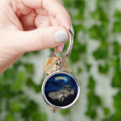 retro Golden Blue-mousserende auto Sleutelhanger (Hand)