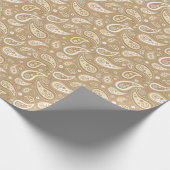 Retro Golden Brown Paisley Pattern Cadeaupapier (Hoek)
