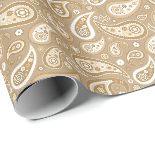 Retro Golden Brown Paisley Pattern Cadeaupapier (Rol Hoek)