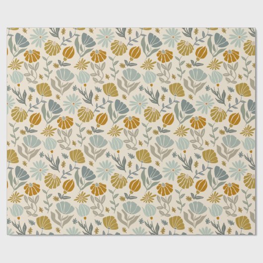 Retro Golden Daisies Cadeaupapier (Vlak)