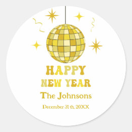 Retro Golden Disco New Years Eve Party  Ronde Sticker