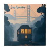 Retro Golden Gate-brug, kabeltram, San Francisco Tegeltje (Voorkant)